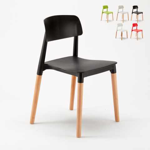 Krzesła kuchenne z polipropylenu i drewna Design Belloch Barcelona
