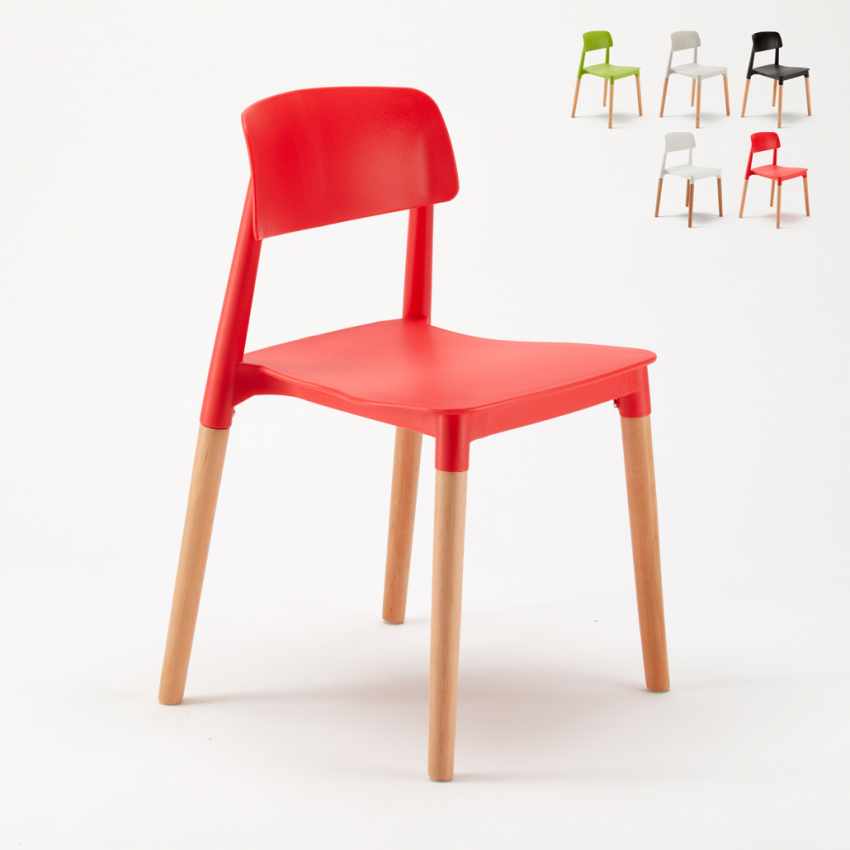 krzesła kuchenne z polipropylenu i drewna design Loch barcelona Oferta