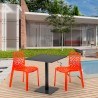 Czarny kwadratowy stolik 70x70 cm z 2 kolorowymi krzesłami Gruvyer Kiwi Koszt