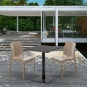 Czarny kwadratowy stolik kawowy 60x60 cm z 2 kolorowymi krzesłami Ice Licorice Cechy