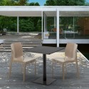 Czarny kwadratowy stolik kawowy 70x70 cm z 2 kolorowymi krzesłami Ice Kiwi Cechy