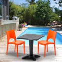 Czarny kwadratowy stolik 70x70 cm z 2 kolorowymi krzesłami Paris Aia Wybór
