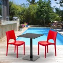 Czarny kwadratowy stół 60x60 cm i 2 kolorowe krzesła Paris Licorice Wybór