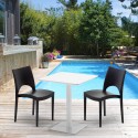 Biały kwadratowy stół 60x60 cm i 2 kolorowe krzesła Paris Lemon Stan Magazynowy