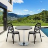 Czarny okrągły stolik 70x70 cm z 2 kolorowymi krzesłami WEDDING Cosmopolitan Model