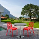 Czarny okrągły stolik 70x70 cm z 2 kolorowymi krzesłami Gelateria Cosmopolitan Wybór