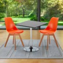Czarny kwadratowy stolik 70x70 cm z 2 kolorowymi krzesłami Nordica Mojito Wybór