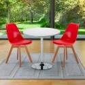 Biały okrągły stolik 70x70 cm z 2 kolorowymi krzesłami Nordica Long Island Stan Magazynowy