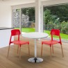 Biały okrągły stolik 70x70 cm z 2 kolorowymi krzesłami Barcellona Long Island Katalog