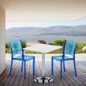 Biały kwadratowy stolik 70x70 cm z 2 kolorowymi przezroczystymi krzesłami Femme Fatale Spectre Rabaty