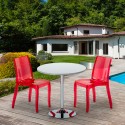 Biały okrągły stolik 70x70 cm z 2 kolorowymi przezroczystmi krzesłami Cristal Light Silver Sprzedaż