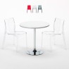 Biały okrągły stolik 70x70 cm z 2 kolorowymi przezroczystymi krzesłami Femme Fatale Spectre Oferta