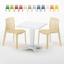 Czarny kwadratowy stolik 70x70 cm z 2 kolorowymi krzesłami Gruvyer Patio Cena