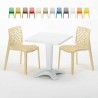Czarny kwadratowy stolik 70x70 cm z 2 kolorowymi krzesłami Gruvyer Patio Cena