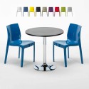 Czarny okrągły stolik 70x70 cm z 2 kolorowymi krzesłami Ice Cosmopolitan Oferta