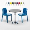 Czarny okrągły stolik 70x70 cm z 2 kolorowymi krzesłami Ice Cosmopolitan Oferta