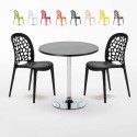 Czarny okrągły stolik 70x70 cm z 2 kolorowymi krzesłami WEDDING Cosmopolitan Stan Magazynowy