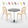 Czarny okrągły stolik 70x70 cm z 2 kolorowymi krzesłami WEDDING Cosmopolitan Oferta