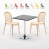 Czarny kwadratowy stolik 70x70 cm z 2 kolorowymi krzesłami WEDDING Mojito Oferta