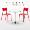 Biały okrągły stolik 70x70 cm z 2 kolorowymi krzesłami Parisienne Long Island Rabaty
