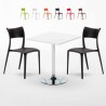 Biały kwadratowy stolik 70x70 cm z 2 kolorowymi krzesłami Parisienne Cocktail Rabaty