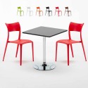 Czarny kwadratowy stolik 70x70 cm z 2 kolorowymi krzesłami Parisienne Mojito Rabaty