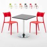 Czarny kwadratowy stolik 70x70 cm z 2 kolorowymi krzesłami Parisienne Mojito Rabaty