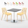 Czarny kwadratowy stolik 70x70 cm z 2 kolorowymi krzesłami Gelateria Mojito Oferta