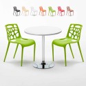 Biały okrągły stolik 70x70 cm z 2 kolorowymi krzesłami Gelateria Long Island Stan Magazynowy