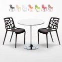 Biały okrągły stolik 70x70 cm z 2 kolorowymi krzesłami Gelateria Long Island Katalog