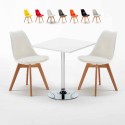 Biały kwadratowy stolik 70x70 cm z 2 kolorowymi krzesłami Nordica Cocktail Oferta