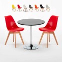Czarny okrągły stolik 70x70 cm z 2 kolorowymi krzesłami Nordica Cosmopolitan Stan Magazynowy