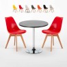 Czarny okrągły stolik 70x70 cm z 2 kolorowymi krzesłami Nordica Cosmopolitan Stan Magazynowy