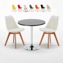Czarny okrągły stolik 70x70 cm z 2 kolorowymi krzesłami Nordica Cosmopolitan Sprzedaż