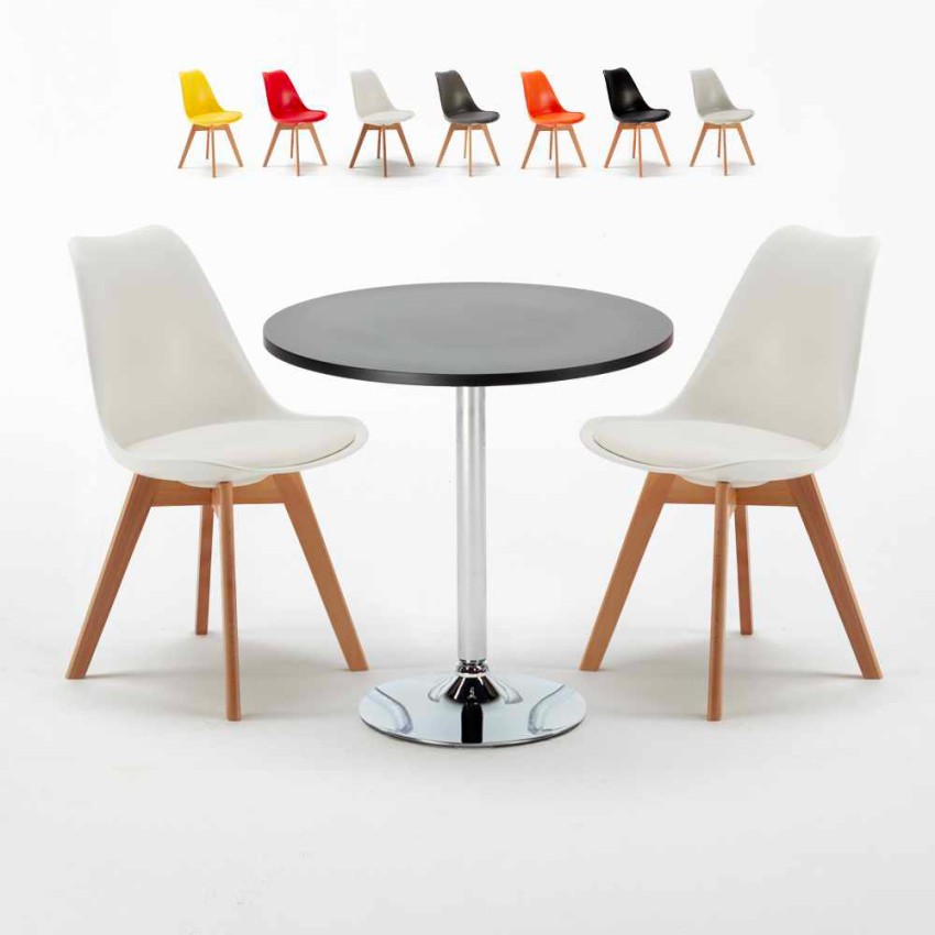 Czarny okrągły stolik 70x70 cm z 2 kolorowymi krzesłami Nordica Cosmopolitan Sprzedaż Czarny okrągły stolik 70x70 cm z 2 kolorowymi krzesłami Nordica Cosmopolitan Sprzedaż