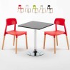Czarny kwadratowy stolik 70x70 cm z 2 kolorowymi krzesłami Barcellona Mojito Rabaty