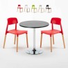 Czarny okrągły stolik 70x70 cm z 2 kolorowymi krzesłami Barcellona Cosmopolitan Sprzedaż