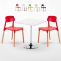 Biały kwadratowy stolik 70x70 cm z 2 kolorowymi krzesłami Barcellona Cocktail Sprzedaż