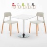 Biały kwadratowy stolik 70x70 cm z 2 kolorowymi krzesłami Barcellona Cocktail Oferta