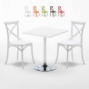 Biały kwadratowy stolik 70x70 cm z 2 kolorowymi krzesłami Vintage Cocktail Oferta