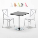 Czarny kwadratowy stolik 70x70 cm z 2 kolorowymi krzesłami Vintage Mojito Oferta