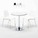 Biały okrągły stolik 70x70 cm z 2 kolorowymi krzesłami Cristal Light Silver Sprzedaż