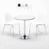 Biały okrągły stolik 70x70 cm z 2 kolorowymi krzesłami Cristal Light Silver Sprzedaż