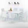 Biały prostokątny stolik, 150x90 cm z 6 kolorowymi krzesłami Bistrot Arm Summerlife Sprzedaż