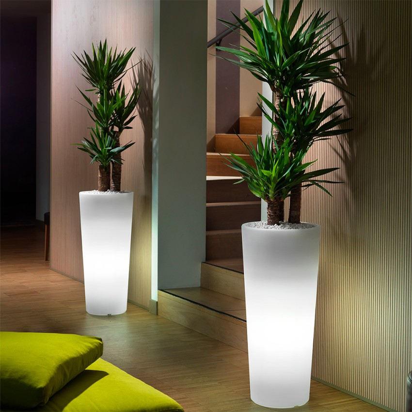 Wysoki okrągły wazon jasny RGB LED na taras ogrodowy Genesis Promocja
