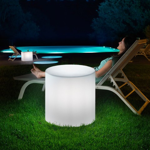 Nisko świecący stolik kawowy na zewnątrz z okrągłą pufą 45cm Home Fitting