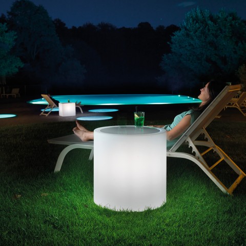 Świecący niski okrągły stół na zewnątrz 55 cm bar przy basenie Home Fitting Promocja