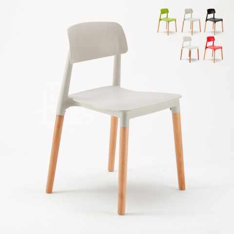 20 szt krzesła barowe z polipropylenu i drewna Barcellona