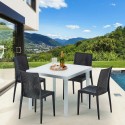 Biały kwadratowy stolik, 90x90 Cm z 4 kolorowymi krzesłami Bistrot Love Rabaty