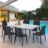 Biały prostokątny stolik, 150x90 cm z 6 kolorowymi krzesłami Bistrot Summerlife Rabaty
